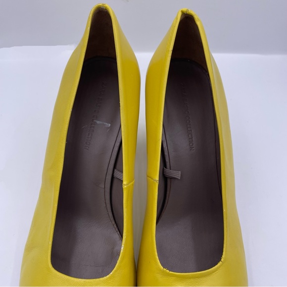 ZARA leather block heel slip on yellow shoes women Size 37/ 6.5US - Picture 7 of 11